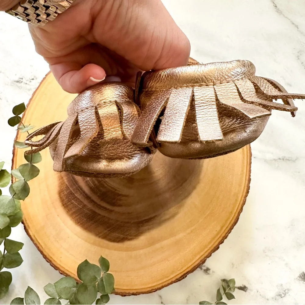 Lucky Love Metallic Gold Leather Moccasins